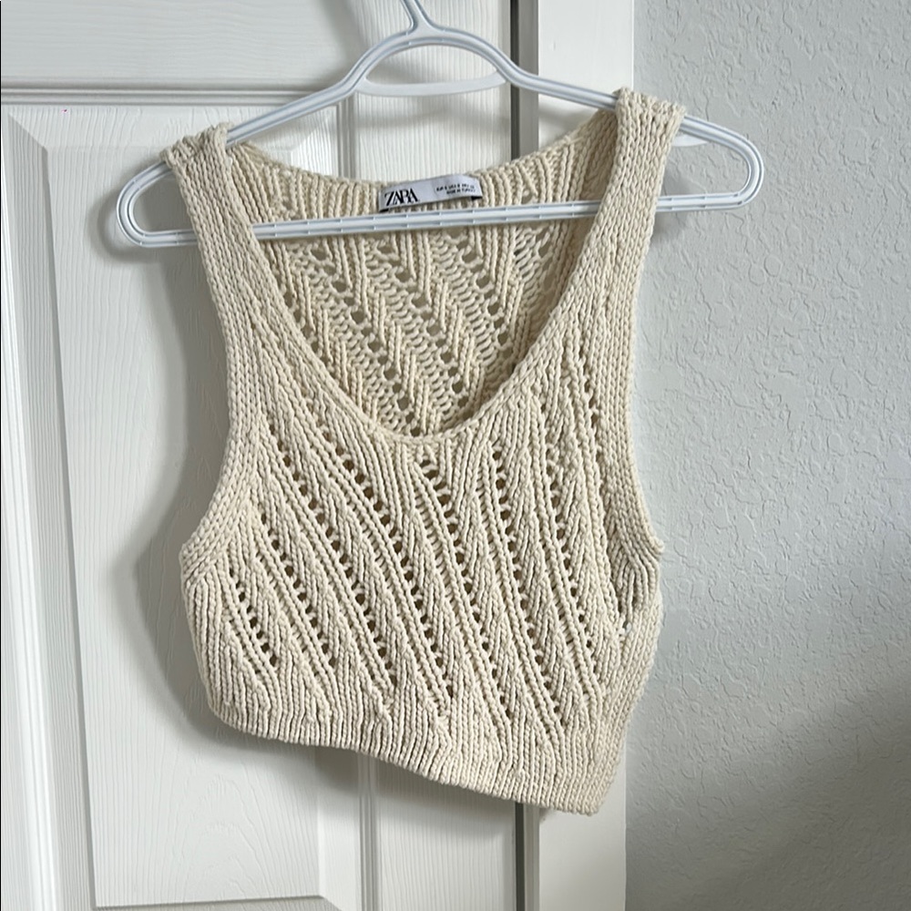 Zara Beige Knit Sleeveless Top